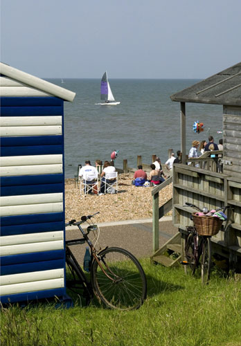 Blue Flag Beaches: Beach huts, Tankerton, Whitstable, Kent,