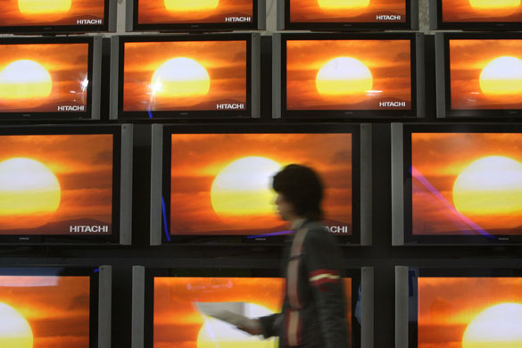 Business week in pictures: High Definition TVs by Japanese manufacturer Hitachi