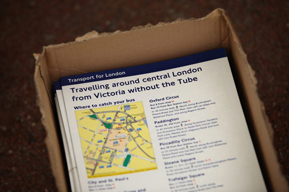 London underground strike: Leaflets detailing alternative travel during the London underground strike