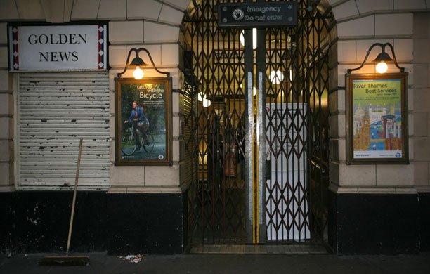 London underground strike: The closed gates at Great Portland Street Station