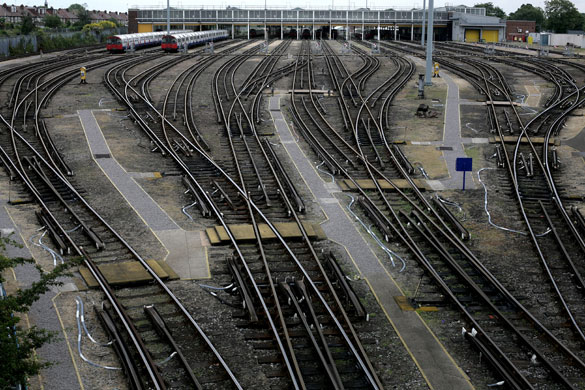 London underground strike: 9 June 2009: Underground trains remain at their depot in West London