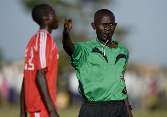 Katine: Referee Mohammed Bugere during a match between Katine Actors and Eagles FC