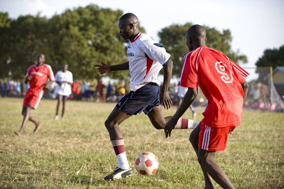 Katine: Katine Actors Osege Sam (L) and the Eagles FC Alex Ebanu
