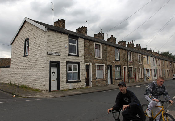 Burnley vote BNP: Pre-war terraced homes dominate the Padiham area of Burnley