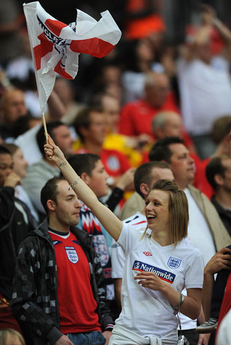 england andorra: England fan waves a flag