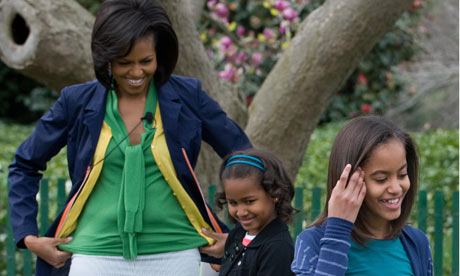 First Lady Michelle Obama and daughters