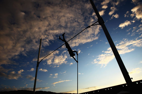24 hours: Cardiff, Wales: Bryony Raine competes in the Women's Pole Vault