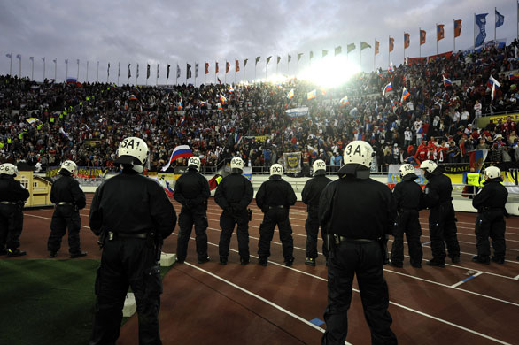 24 hours: Helsinki , Finland: Police monitor Russian fans