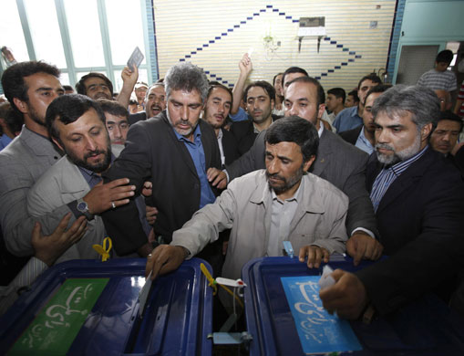 Iraninan elections: Mahmoud Ahmadinejad casts his ballot