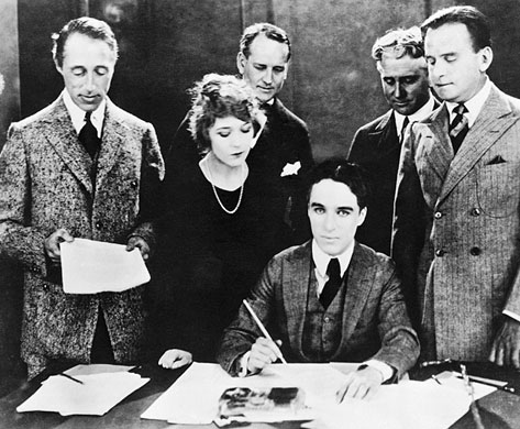 Hooray for hollywood: C-hCharlie Chaplin signs contract