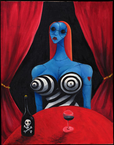 Tim Burton exhibit Moma: Tim Burton Blue Girl with Wine 1997