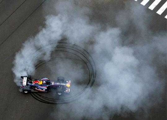 24 hours: Lima, Peru: Scottish driver David Coulthard in his Formula One car 