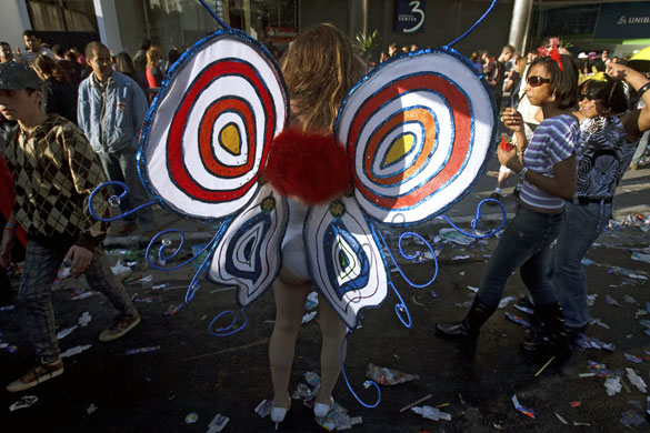 15 June 2009: Sao Paulo, Brazil: Revellers during a gay pride parade