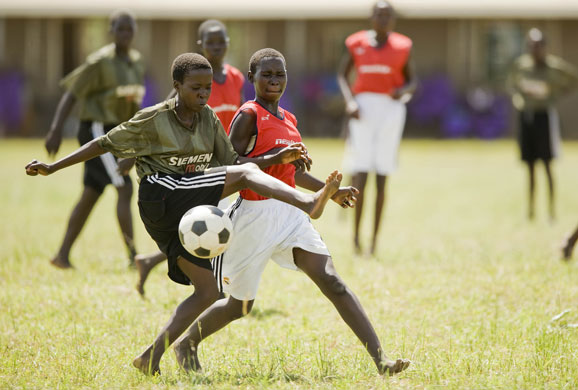 Katine football: Ojama primary school (red bibs) vs Katine Tiriri Primary school
