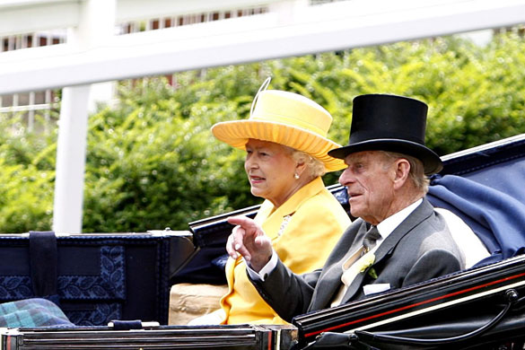 First day at Ascot: Queen Elizabeth ll and the Duke of Edinburgh