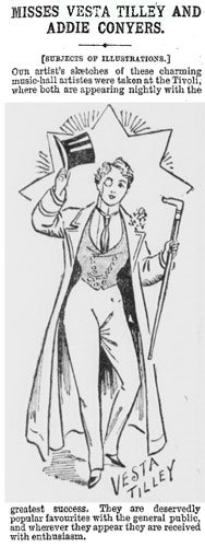 Historic newspapers: Vesta Tilley from the Illustrated Police News, 1898