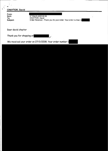 MPs' expenses receipts: Receipt from David Chaytor, Labour MP for Bury North