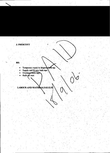 MPs' expenses receipts: Receipt from John Prescott, former deputy prime minister 