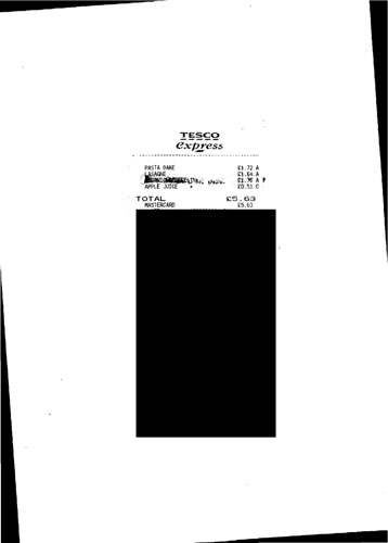 MPs' expenses receipts: Receipt for food from Tesco from Lynn Featherstone MP