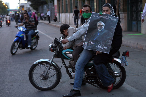 Iran demonstrations: A picture posted on TwitPic shows a family Mir Hossein Mousavi