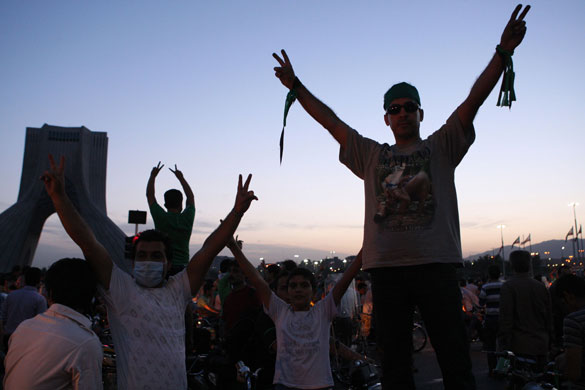 Iran demonstrations: A picture posted on TwitPic shows supporters of Mir Hossein Mousavi