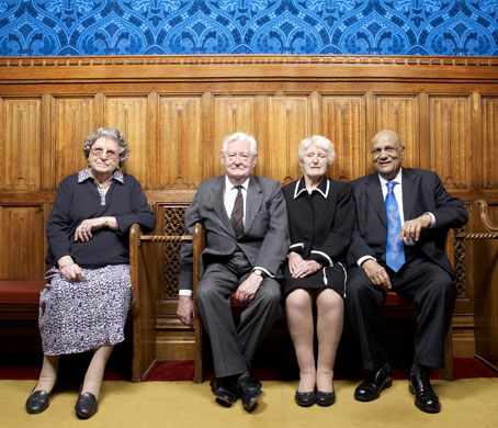 A celebration of old age: Baroness Trumpington, Lord Bramall, Baroness Butler-Sloss and Lord Paul.
