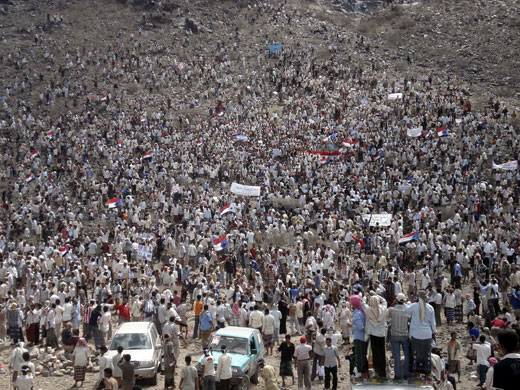 19 June 2009: Habileen, Yemen: Mourners attend the funeral of a man killed in a protest