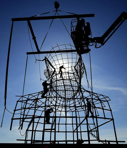 24 hours in pictures: A sculpture entitled In Our Image Newton Aycliffe