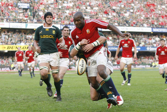 lions 1st test: Ugo Monye loses the ball just short of the try line