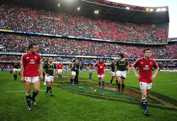 lions 1st test: A dejected Brian O'Driscoll leaves the pitch 