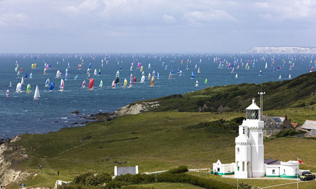 Round the Island: Part of the 1,750 boat fleet streams past Ventnor