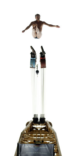 24 hours in pictures: Rotterdam, Netherlands: A man dives from the 26 metre platform