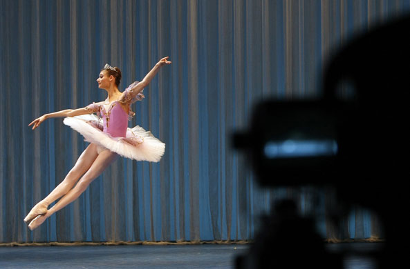 24 hours in pictures: Moscow, Russia: Russian ballerina Anastasiya Soboleva performs 
