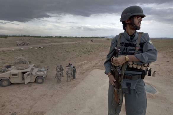 Sean Smith in Afghanistan: Afghan police during the recovery of a vehicle disabled by an IED
