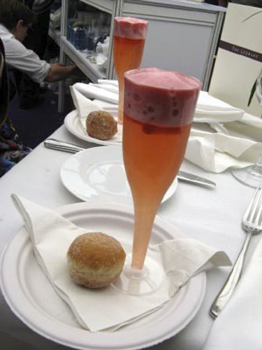 Taste Fringe: Strawberry & Hibiscus Bellini with a Warm Vanilla & Strawberry Doughnu
