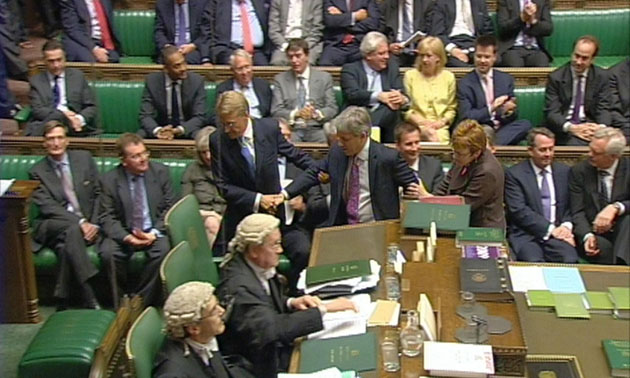 John Bercow: John Bercow MP is walked to the speakers chair