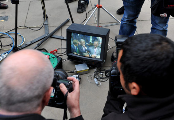 John Bercow: Members of the media watch the newly elected Speaker