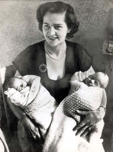 Margaret Thatcher: 1953: Margaret Thatcher aged 28 with her twins Carol And Mark