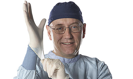 Surgeon with gloves