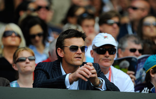 Thursday Wimbledon: Former Aussie cricketer Adam Gilchrist watches his friend Lleyton Hewitt