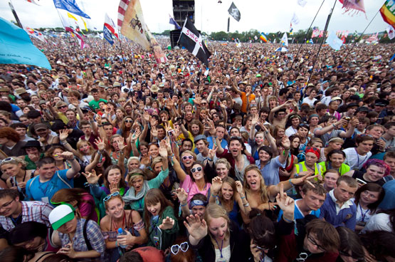 Glastonbury crowds: Glastonbury crowds crowd at the Pyramid