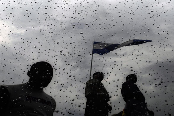 28 June 2009: Tegucigalpa, Honduras: Citizens demonstrate at Libertad square