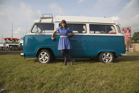 Laura Barton's camper van: Laura Barton backstage at Glastonbury Festival where she intervied 30 bands