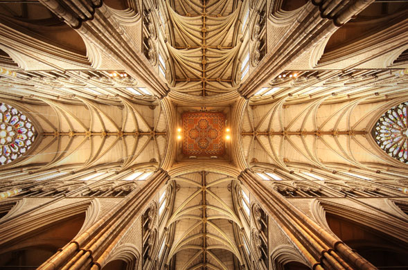 29 June 2009: London, UK: The Lantern roof of Westminster Abbey