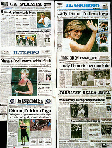 Italian newspapers report on the death of Princess Diana