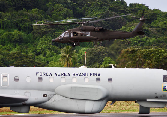 Air France plane crash: A Brazilian Air Force Blackhawk helicopter at Fernando de Noronha airbase 