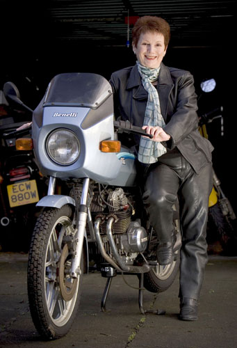 Hazel Blears: Hazel Blears with her Benelli motorbike