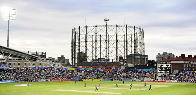 24sport: A general view of gasometer and The Oval cricket stadium under floodlights