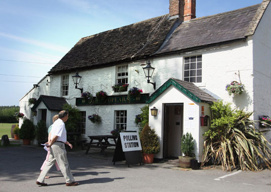 European elections: Voters arrive at the Poplars Inn polling station in Wingfield