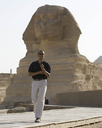 Obama in Egypt: President Barack Obama is given a tour of the Great Pyramids of Giza